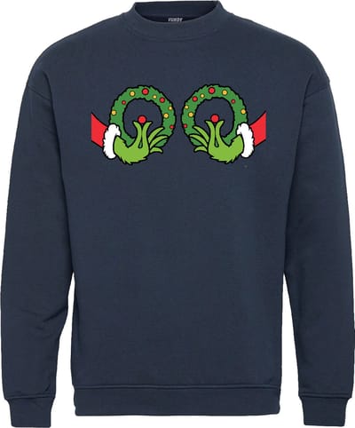 Kersttrui Grinch Christmas Balls Tits | Foute Kersttrui Dames | Kerstcadeau | Navy | maat XS