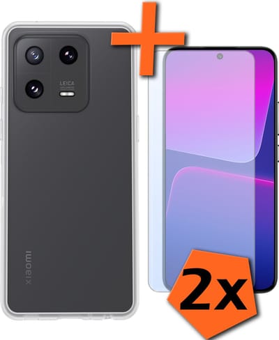 Hoes - Met 2x Screenprotector - Geschikt voor Xiaomi 13 - Sterk & Shockproof - Back Cover - Siliconen Case - Telefoon Hoes - Transparant