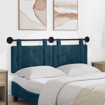 vidaXL - Hangend - hoofdbord - Met - LED-verlichting - Blauw - Fluweel