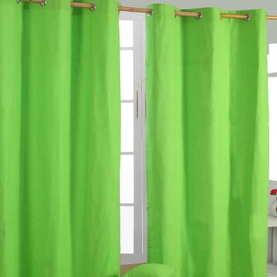 Homescapes gordijnen effen groen set van 2 137 x 117 cm