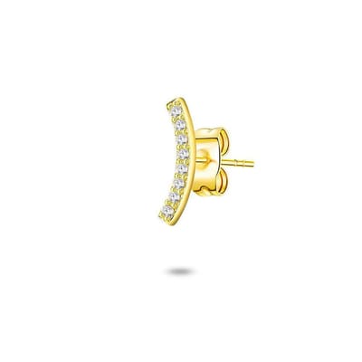 Twice As Nice Oorbel in 18kt verguld zilver, smiley in zirkonia, 10 mm