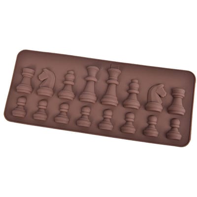 Moule à chocolat en Silicone pour échecs, décoration de gâteau à faire soi-même, outils de cuisine marron