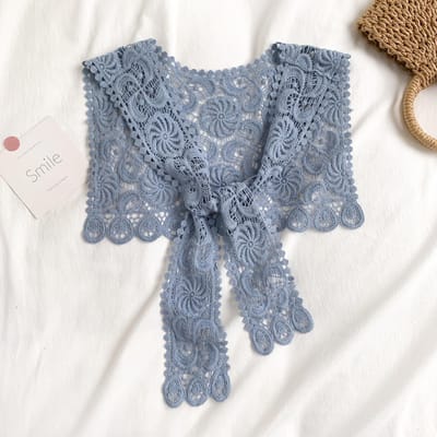 Dentelle Tricot Crochet Creux Faux Col Femmes Petit Châle Décoratif Faux Col Femmes Accessoires Vêtements Col Amovible gray