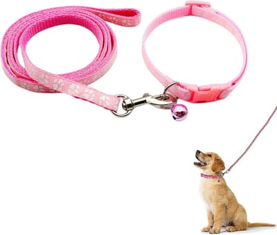 Zachte Verstelbare Halsband en Leash Set met Pootafdruk voor Kleine en Middelgrote Honden en Katten, Ideaal voor Wandelen en Training