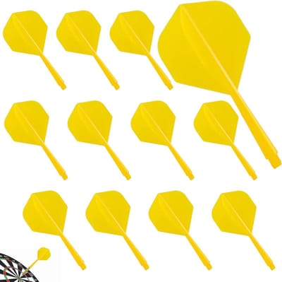Dart flights met schachten - Vaste flights - Verbeter werpen - Geïntegreerd systeem - 12 stuks - Geel