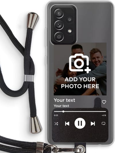 Gepersonaliseerd - Case Company® - Hoesje met koord geschikt voor Samsung Galaxy A52s 5G hoesje met Koord - Music Player - Telefoonhoesje met Zwart Koord - Bescherming aan alle Kanten en Over de Schermrand