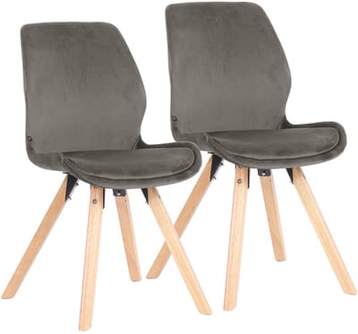 CLP Luna Set van 2 Eetkamerstoel - Modern - Rugleuning - 136 kg - Fluweel/grijs