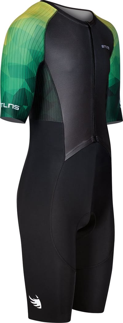 BTTLNS trisuit - triathlon pak - PRO Aero trisuit - trisuit korte mouw heren - langeafstand triathlon - Nemean 1.0 - groen - XS