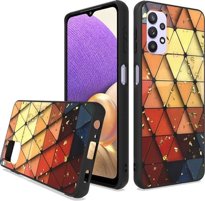 LuxeBass siliconen back cover voor Samsung Galaxy A23 | marmer triangle print | bescherming achterkant | valbestendig tot 1m