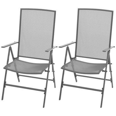 vidaXL - Stapelbare - klapstoelen - (2 - stuks) - in - staalgrijs