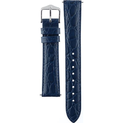 Hirsh Horlogeband Crocograin Blauw - Leer - 16mm