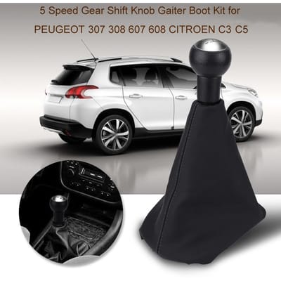 5 Versnellingen Versnellingspookknop Gaiter Hoes Kit voor PEUGEOT 307 308 607 608 CITROEN C3 C5 zwart