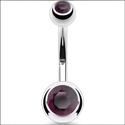 Aramat Jewels | Navelpiercings | Stalen navelpiercing met paarse zirkonia | | | |8mm | Staal | Volwassenen | Verkleurd niet