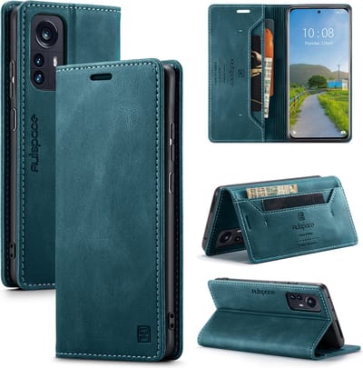 Luxe Flip Case met RFID Bescherming Kaarthouder en Magneetsluiting voor Xiaomi 12 Pro _ Blauw