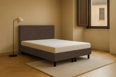 Boxspring Vendita vlak 100x190 cm Luxe Pocketvering Stof bruin Gratis 2x Hoofdkussens