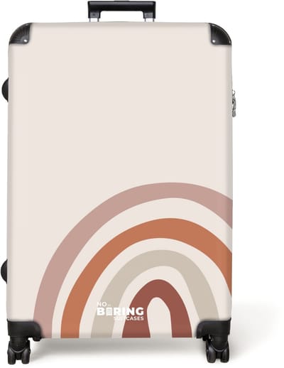 NoBoringSuitcases.com® - Koffer groot - Reiskoffer lichtgewicht - Regenboog - Terracotta - Design - Minimalisme - Kinderen - Rolkoffer met 4 wielen - Grote trolley XL - 98 liter bagage