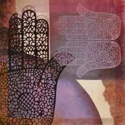 Safaary - Oosterse schilderij Mehndi hands Malay Lila