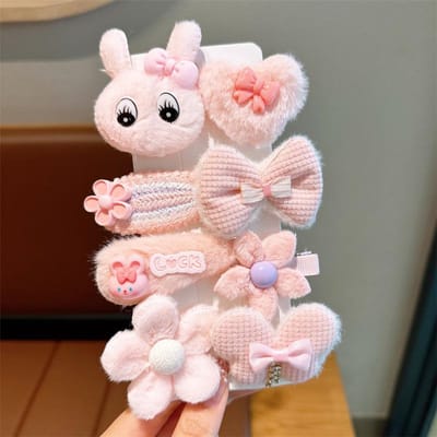 8/9 stuks/set Pluche haarspelden Schattige kleurrijke gebreide bloemen Ruitjes Vruchten Haarspelden Haarclip voor haaraccessoiresets white
