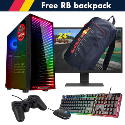 ScreenON - Racing Gaming Set + Red Bull Backpack - F1426524 - (GamePC.F14065 + 24 Inch Monitor + Toetsenbord + Muis + Controller + Gratis Red Bull Backpack)