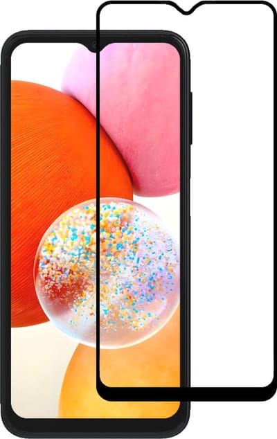 Smartphonica Screenprotector Geschikt voor Samsung Galaxy A14 - Full Cover Tempered Glass with Round Edge - Gehard glas met Afgeronde Hoeken geschikt voor Samsung Galaxy A14