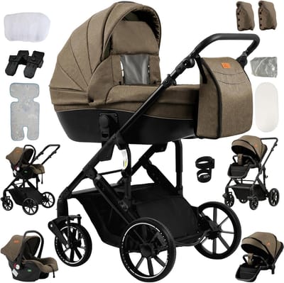 4-in-1 Kinderwagen met Omkeerbare Duwstang en Opvouwbaar Frame