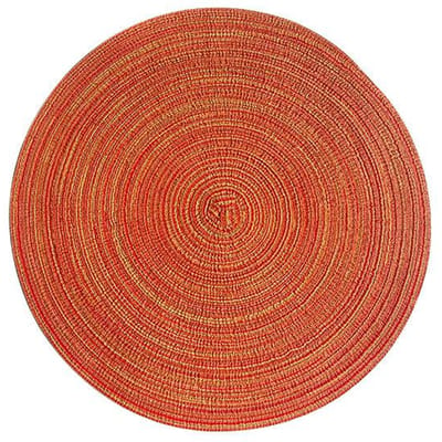 Dinerplacemat van katoengaren in Scandinavische stijl, rond, geweven van ramie, bekeronderzetter, hitte-isolatie, bordmat, anti-verbranding, antislip onderzetter, bekeronderzetter oranje