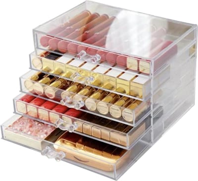 Acryl Sieradenkist - Opbergdoos Lades - Sieraden Organiseren - 5 Verwijderbare Lades - 23 x 19 x 17 cm - Transparant