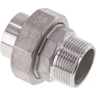 Rechte Aansluiting R1 1/4'' Buitendraad X 42.4mm Laseinde RVS Conische Afdichting 16bar
