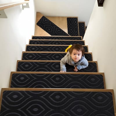 15 Zwarte Antislip Traptreden Zelfklevend en Herbruikbaar voor Binnen - 20x76 cm