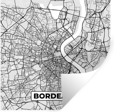 Muurstickers - Sticker Folie - Kaart - Stadskaart - Bordeaux - Plattegrond - Frankrijk - 100x100 cm - Plakfolie - Muurstickers Kinderkamer - Zelfklevend Behang XXL - Zelfklevend behangpapier - Stickerfolie