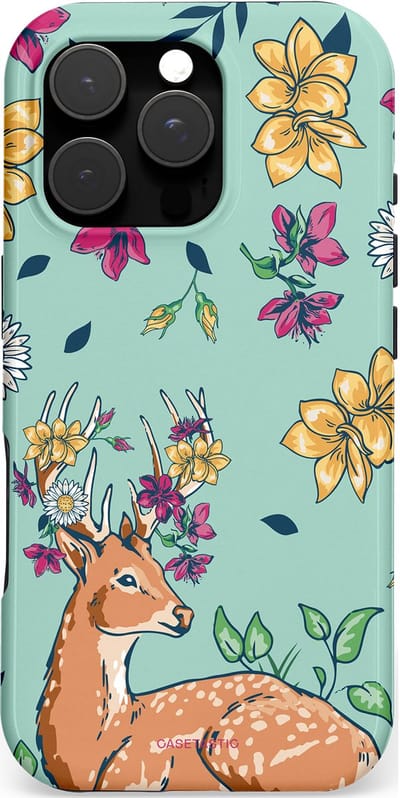Casetastic hoesje geschikt voor Apple iPhone 16 Pro - MagSafe - Dubbellaagse bescherming - Bloemenbronst - Fashion Case - Mintgroen Beige Zilver Perzik