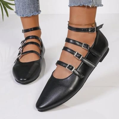 Vierkante Hakken Mary Janes Vierkante Neus Middelhoge Hakken Flats Lente Herfst Effen Kleur Damesschoenen Gespsluiting Mode Dames Schoenen Nieuw 42