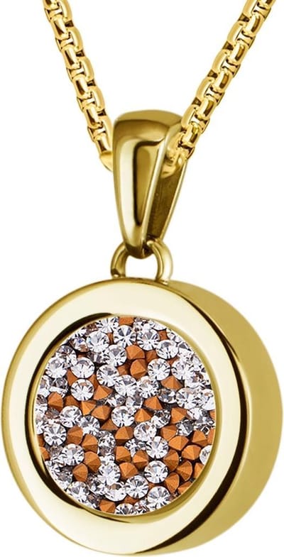 Quiges 12mm Mini Munt Hanger Verguld RVS Schroefsysteem Glans met Zirkonia Transparant Munt met Anker Ketting 42-46cm