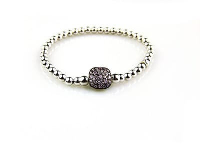 model Grazia armband in zilver met tussenstuk gezet met roze cubic zirconia