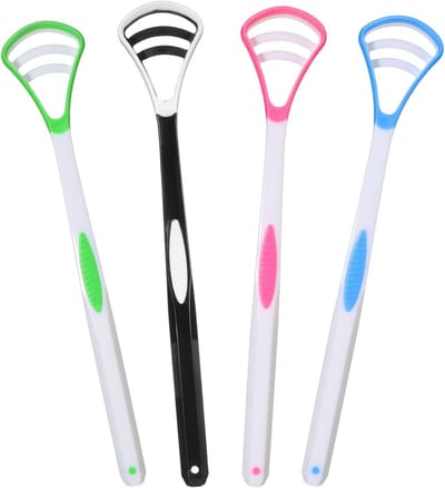 Dailygoods- Tongschraper Dubbelzijdig - Tongborstel - Tongreiniger - Vermindering van Slechte Adem - Verbetering van Mondhygiëne - 4 Stuks