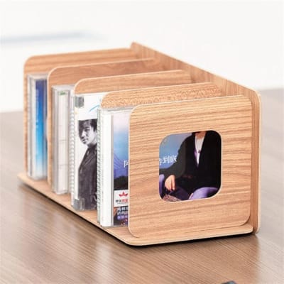 Houten Opbergrek - Muziek Opslag - CD's Organiseren - Ruimtebesparend Ontwerp - 40+ Albums - Houtkleur