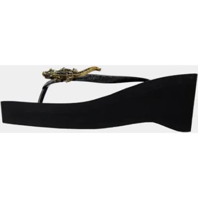 Uzurii Black Crocodile Switch High Heel Dames Slippers Black | Zwart | Kunststof | Maat 37/38 | 20.038.62