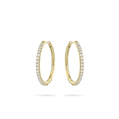 GISSER Jewels VGKCK1/20 - Oorbellen - Oorringen met Scharnier Sluiting - Massief gezet met Zirkonia - 1.5mm Breed - 20mmØ - 14 Karaat Geelgoud