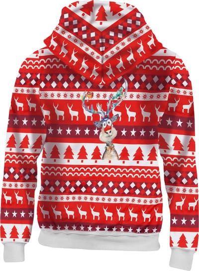 Christmas Hoodie - Rendier print - Foute kersttrui - Kersttrui Dames - Kersttrui Heren - Kerst Hoodie - Kerst Cadeau - Maat S