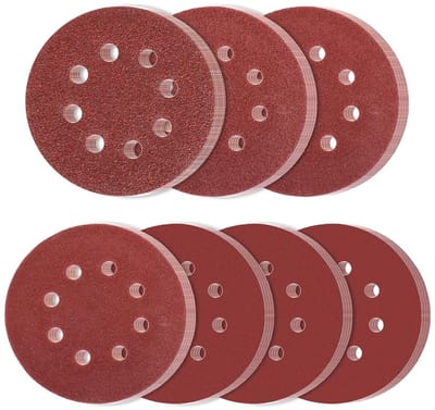 Schuurschijven 70 stuks - Schuurpapier rond - Oppervlakken bewerken - 8 Gaten stofafzuiging - 125 mm - Grijs