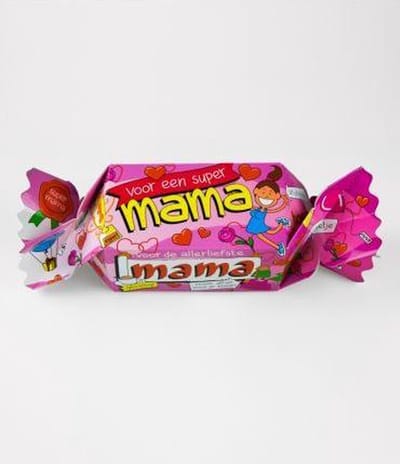 Moederdag - Snoeptoffee - Voor een super mama - Gevuld met Drop - In cadeauverpakking met gekleurd lint