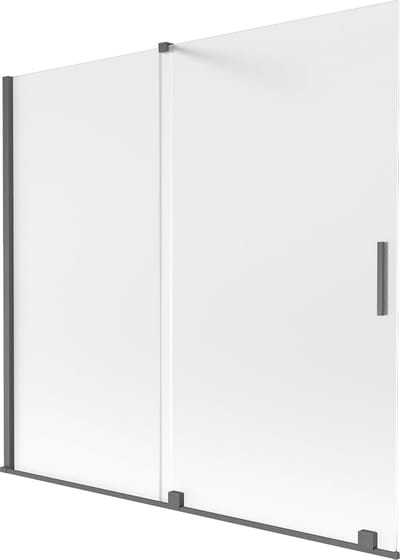 Mexen Velar badwand 2-delig schuifbaar 170 x 150 cm, mat, geborsteld gun grijs - 896-170-000-31-66