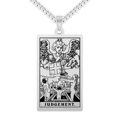 Tarot Ketting XX: Het Oordeel / Judgement - Zilverkleurig Stainless Steel - Grote Arcana uit Rider-Waite Geïnspireerd - 60cm - Pax Amare