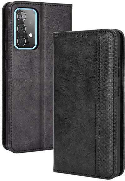 Coverup Hoesje - Geschikt voor Samsung Galaxy A52 / A52s Hoesje - Coverup Vintage Style Book Case - Zwart