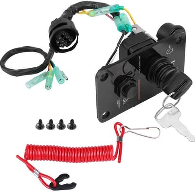 Allecto - Sleutelschakelaar Paneel - Motor Hoofdschakelaar - 12V enkelvoudig - Zwart - Voor buitenboordjacht - Perfect voor jachten - Inclusief acc...