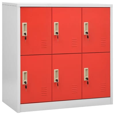 vidaXL - Lockerkast - 90x45x92,5 - cm - staal - lichtgrijs - en - rood