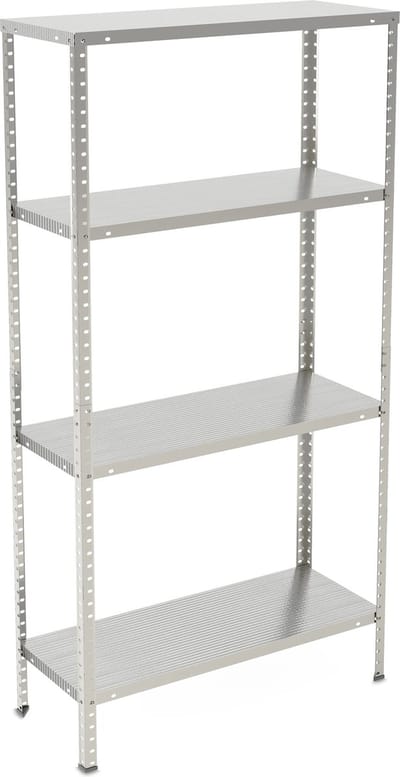 Opbergrek metaal verzinkt 4 planken - stellingkast staal tot 160 kg - berging HBD 150x75x30 cm zilver Opbergrek