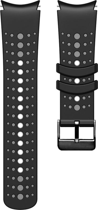 Siliconen bandje - geschikt voor Samsung Galaxy Watch 7 / Watch FE / Watch 6 / Watch 6 Classic / Watch 5 / Watch 5 Pro / Watch 4 / Watch 4 Classic - zwart-grijs
