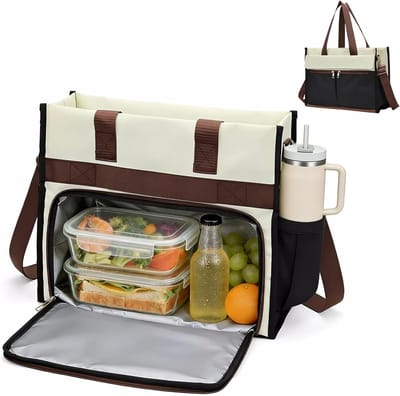 Vrouwelijke Lunchtas met Geïsoleerd Koelcompartiment, Waterdicht en Ruim voor Laptop, Documenten en Eten, Perfect voor Kantoor, School en Reizen