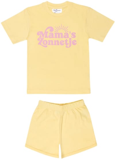 Fun2Wear meisjes shortama mama’s zonnetje lichtgeel – 100% katoen – maat 92